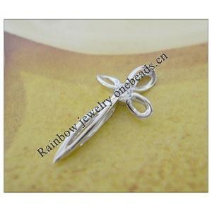 Sterling Silver Pendants platina plating, Cross with Zircon 21.5x10.7mm, Sold by PC