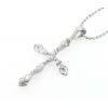 Sterling Silver Pendants platina plating, Cross with Zircon 28.5x16mm, Sold by PC