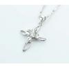 Sterling Silver Pendants platina plating, Cross with Zircon 26.8x17.5mm, Sold by PC