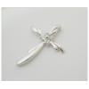 Sterling Silver Pendants platina plating, Cross with Zircon 22x16.5mm, Sold by PC