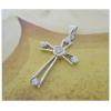 Sterling Silver Pendants platina plating, Cross with Zircon 29x16mm, Sold by PC