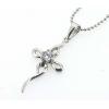 Sterling Silver Pendants platina plating, Cross with Zircon 25x11mm, Sold by PC