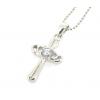 Sterling Silver Pendants platina plating, Cross with Zircon 24x11mm, Sold by PC
