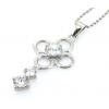 Sterling Silver Pendants platina plating, Cross with Zircon 29x13.5mm, Sold by PC