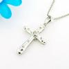 Sterling Silver Pendants platina plating, Cross with Zircon 30x16mm, Sold by PC