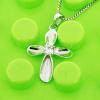 Sterling Silver Pendants platina plating, Cross with Zircon 26x15mm, Sold by PC