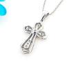 Sterling Silver Pendants platina plating, Cross with Zircon 20x13mm, Sold by PC