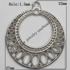 Connector, Lead-free Zinc Alloy Jewelry Findings, 32x27mm Hole=1.5mm, Sold by Bag