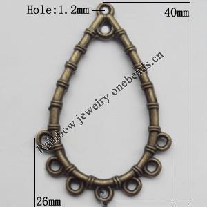 Connector, Lead-free Zinc Alloy Jewelry Findings, 26x40mm Hole=1.2mm, Sold by Bag