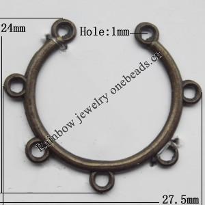 Connector, Lead-free Zinc Alloy Jewelry Findings, 24x27.5mm Hole=1mm, Sold by Bag
