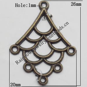 Connector, Lead-free Zinc Alloy Jewelry Findings, 20x26mm Hole=1mm, Sold by Bag