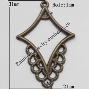 Connector, Lead-free Zinc Alloy Jewelry Findings, 21x31mm Hole=1mm, Sold by Bag