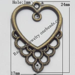 Connector, Lead-free Zinc Alloy Jewelry Findings, 17x24mm Hole=1mm, Sold by Bag