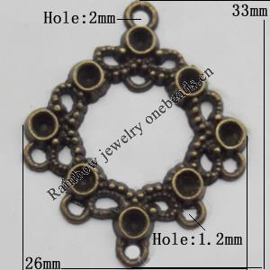 Connector, Lead-free Zinc Alloy Jewelry Findings, 26x33mm Hole=2mm,1.2mm, Sold by Bag