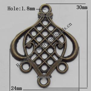 Connector, Lead-free Zinc Alloy Jewelry Findings, 24x30mm Hole=1.8mm, Sold by Bag