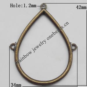 Connector, Lead-free Zinc Alloy Jewelry Findings, 34x42mm Hole=1.2mm, Sold by Bag