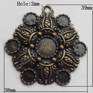 Connector, Lead-free Zinc Alloy Jewelry Findings, 38x39mm Hole=2mm, Sold by Bag