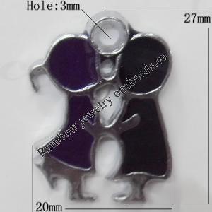 CCB plastic Pendant with enamel, 27x20mm Hole:3mm, Sold by Bag