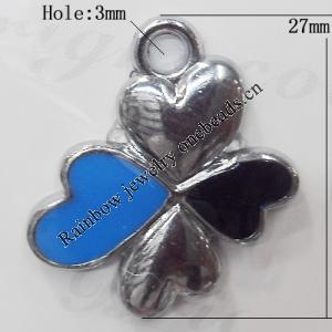 CCB plastic Pendant with enamel, Flower 27mm Hole:3mm, Sold by Bag