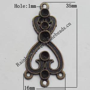 Connector, Lead-free Zinc Alloy Jewelry Findings, 16x35mm Hole=1mm, Sold by Bag