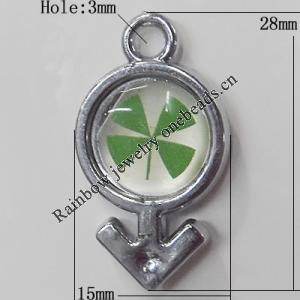 CCB plastic Pendant with enamel, 28x15mm Hole:3mm, Sold by Bag