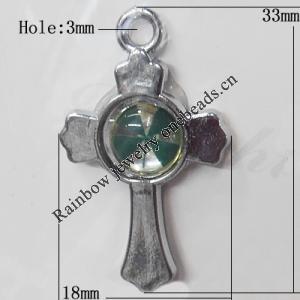CCB plastic Pendant with enamel, Cross 33x18mm Hole:3mm, Sold by Bag