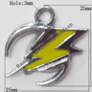 CCB plastic Pendant with enamel, Electrical 25mm Hole:3mm, Sold by Bag