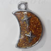 CCB plastic Pendant with enamel, Moon 32x20mm Hole:3mm, Sold by Bag