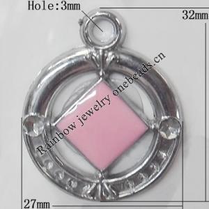 CCB plastic Pendant with enamel, 32x27mm Hole:3mm, Sold by Bag