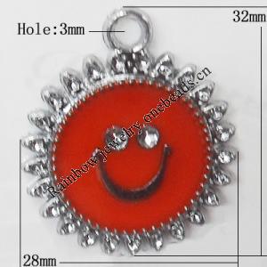 CCB plastic Pendant with enamel, 32x28mm Hole:3mm, Sold by Bag