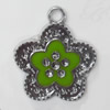 CCB plastic Pendant with enamel, Flower 32x27mm Hole:3mm, Sold by Bag