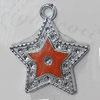 CCB plastic Pendant with enamel, Star 34x20mm Hole:3mm, Sold by Bag