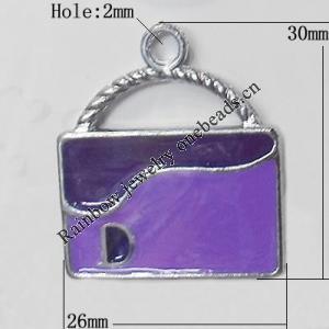 CCB plastic Pendant with enamel, Bag 30x26mm Hole:2mm, Sold by Bag