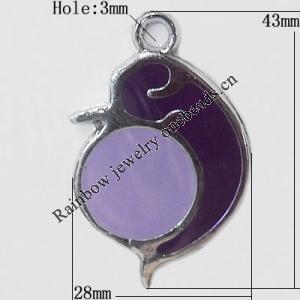CCB plastic Pendant with enamel, Animal 43x28mm Hole:3mm, Sold by Bag