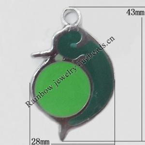 CCB plastic Pendant with enamel, Animal 43x28mm Hole:3mm, Sold by Bag