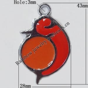 CCB plastic Pendant with enamel, Animal 43x28mm Hole:3mm, Sold by Bag