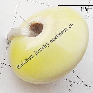 Ceramics Jewelry Beads, Flat Round 8x12mm Hole:2mm, Sold by Group