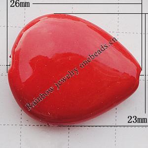 Ceramics Jewelry Beads, Flat Teardrop 26x23mm Hole:1mm, Sold by Group