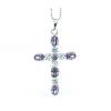 Sterling Silver Pendants platina plating, Cross with Crystal 44x25mm, Sold by PC