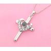 Sterling Silver Pendants platina plating, Cross with Crystal 38x22mm, Sold by PC