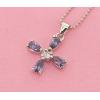 Sterling Silver Pendants platina plating, Cross with Crystal 21x14.5mm, Sold by PC