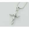 Sterling Silver Pendants platina plating, Cross with Crystal 29x16mm, Sold by PC