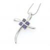 Sterling Silver Pendants platina plating, Cross with Crystal 28x20.5mm, Sold by PC