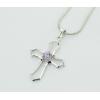 Sterling Silver Pendants platina plating, Cross with Crystal 30x20mm, Sold by PC