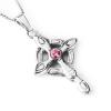 Sterling Silver Pendants platina plating, Cross with Crystal 33x16mm, Sold by PC