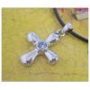 Sterling Silver Pendants platina plating, Cross with Crystal 32.5x21mm, Sold by PC