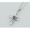 Sterling Silver Pendants platina plating, Cross with Crystal 27x16mm, Sold by PC