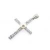 Sterling Silver Pendants platina plating, Cross with Pearl 29x17mm, Sold by PC