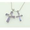 Sterling Silver Pendants platina plating, Cross with Pearl 20x15mm , 14x10mm, Sold by Pair
