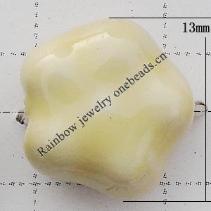 Ceramics Jewelry Beads, Flower 13mm Hole:1mm, Sold by Group